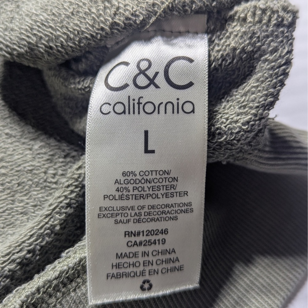 C&C California Sunwashed Quarter Zip Pullover Olive Athleisure - Picture 4 of 5